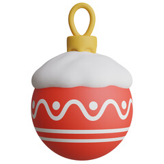 3D render of Christmas ball stripped element.