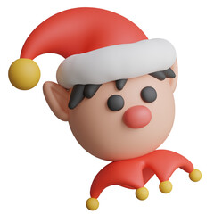 3D render of Christmas Elf Head element.