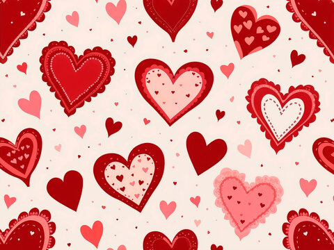 fondo con patrones de corazones rojos,  para dia de san valentin