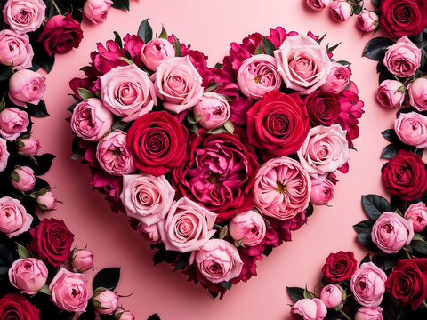 fondo de corazon formado de rosas para dia de san valentin