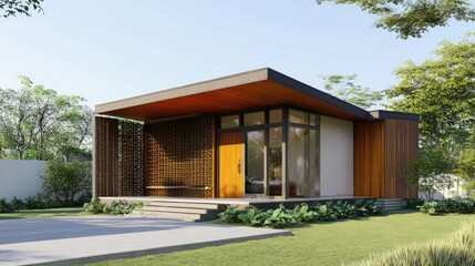 Compact Indian House Design in 3D Elevation View