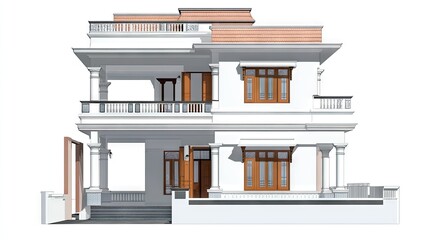 Modern Indian House with Two Stories and 3D Elevation