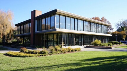 Fototapeta premium Distinctive 1960s Office Building Architecture