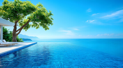 Infinity Pool and Ocean View 3D Illustration