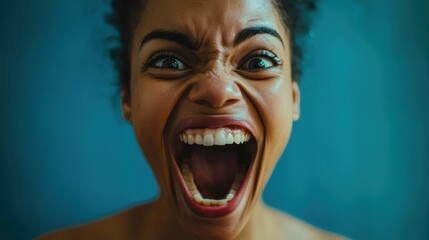 A personâ€™s face lighting up with excitement, their mouth wide open and eyebrows raised, showing pure joy