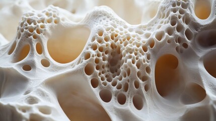 Close-up of porous, organic material showcasing intricate textures and patterns.