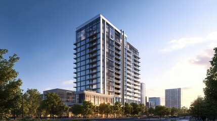 Fototapeta premium Contemporary High Rise Building with Modern Design