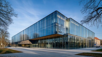 Fototapeta premium Modern Office Building with Glass Facade