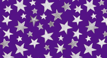 Silver Star pattern hand drawn design on Purple background illustration