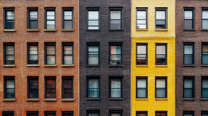 Obraz premium Colorful Apartment Windows in Urban Setting