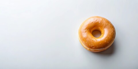 A single glazed donut on a white background, perfect for bakery advertisements or food blogs.