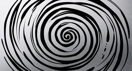 Fototapeta premium Black Spiral pattern hand drawn design on Silver background illustration