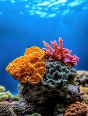 Obraz premium Vibrant coral reef exploration underwater world nature photography marine environment close-up perspective ocean conservation