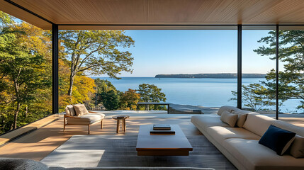 Modern Living Room with Ocean View Photo