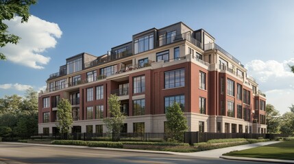 Fototapeta premium Modern Apartment Building in Urban Setting