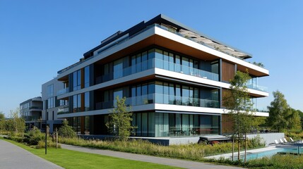 Modern Newly Constructed Apartment Building Exterior