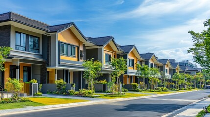 Newly Constructed Terraced Houses in a Row