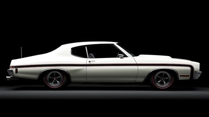 Fototapeta premium Vintage 1972 White Coupe with Sleek Design