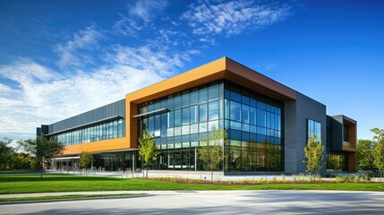 Obraz premium Contemporary Building with Striking Design and Landscape