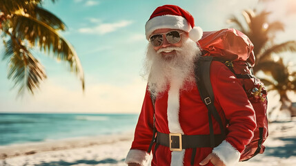 Santa Claus on the Beach Illustration
