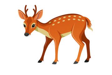 Beautiful stylized cartoon deer isolated on white background 