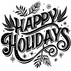 Happy Holiday illustrations vector art isolated white background