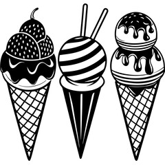 set of ice-cream collections illustrations vector art isolated white background