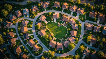 Aerial View of New Suburban Housing Development