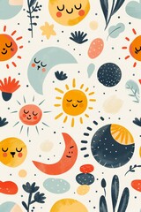 background with cute geometric elements for children's fabrics