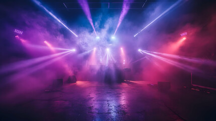 Purple and Blue Stage Lights with Smoke