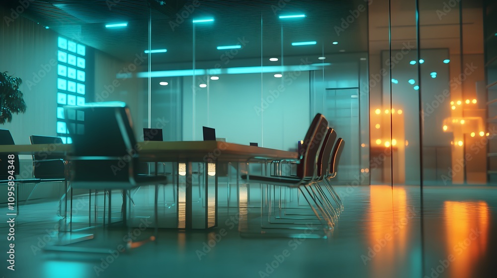 Poster A modern meeting room where wearable devices enable efficient task delegation and tracking. 4k resolution, Cinematic Scene