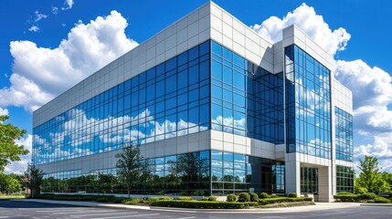 Modern Office Building with Reflective Glass Facade