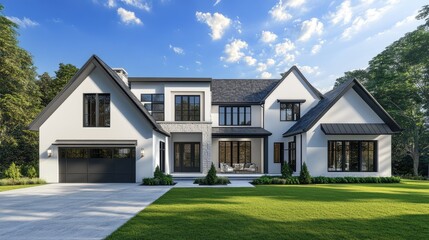 Fototapeta premium Modern Chic Home Exterior 3D Rendering