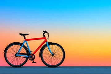 Obraz premium Amsterdamâ€™s bicycles on a bridge illustrated as minimalist silhouettes against a gradient sunset