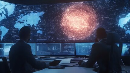 A collaborative workspace featuring blockchain visualization systems for investment analysis through AR platforms. 4k resolution, Cinematic Scene