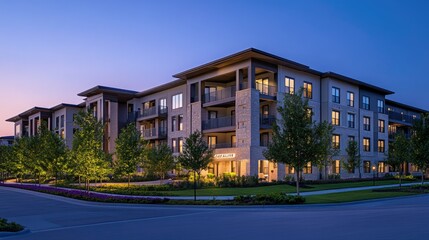 Obraz premium Modern Apartment Building at Dusk