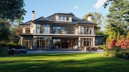 Modern Daytime House Rendering with Garden View