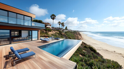 Obraz premium Modern Beach House with Infinity Pool - Photo