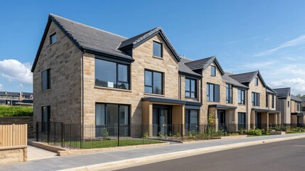 Modern Terraced Homes in Front View