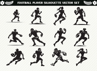 Football Player Silhouette Set - Dynamic Sports Poses and Actions for Soccer Themes, Fitness Designs, and Athletic Project