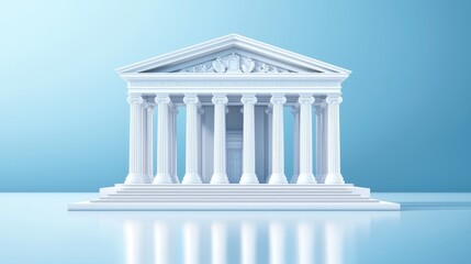 Obraz premium Close-up of a Grand Neoclassical Courthouse in isometric perspective, stately columns and symmetry, symbolizing justice and authority, perfect for legal advertisements