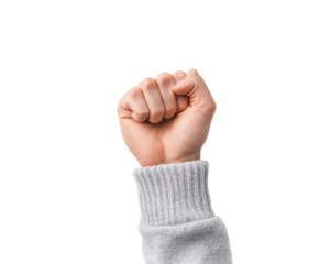 a hand with a fist raised