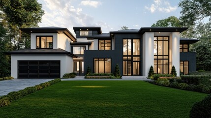 Fototapeta premium Modern Exterior Home Design in 3D Illustration