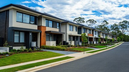 Obraz premium Modern Residential Street with Terraced Homes