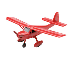 a red toy airplane on a white background