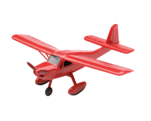 a red toy airplane on a white background
