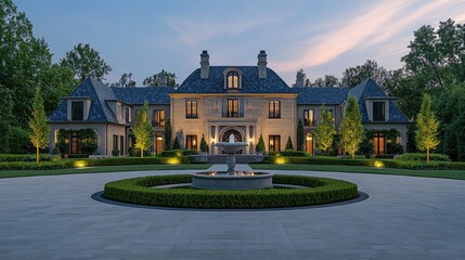 Fototapeta premium Luxury Mansion Design in 3D Rendering