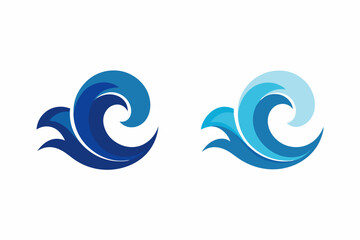 Water wave vector art icon on white background.