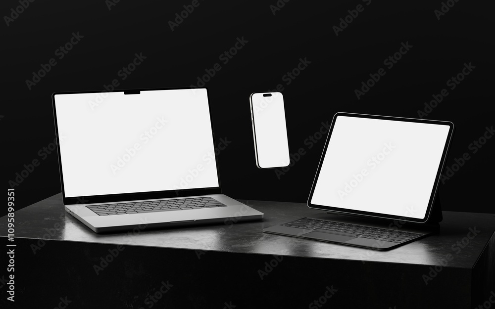 Canvas Prints responsive web design and website mockup, devices mock up, smartphone desktop tablet laptop template