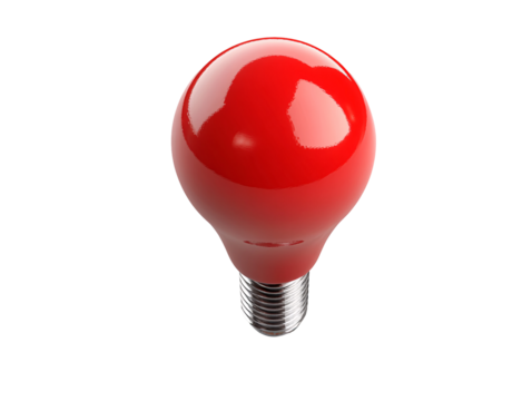 a red light bulb with a screw